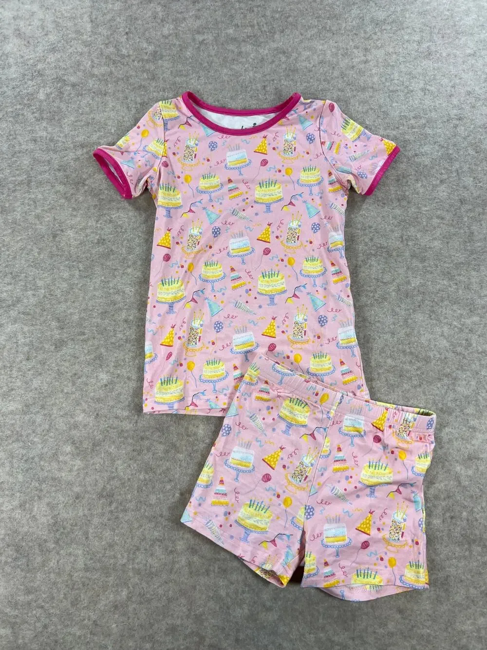 Love and Grow Birthday Bash Bamboo Shorts Pajama Set Size 6y